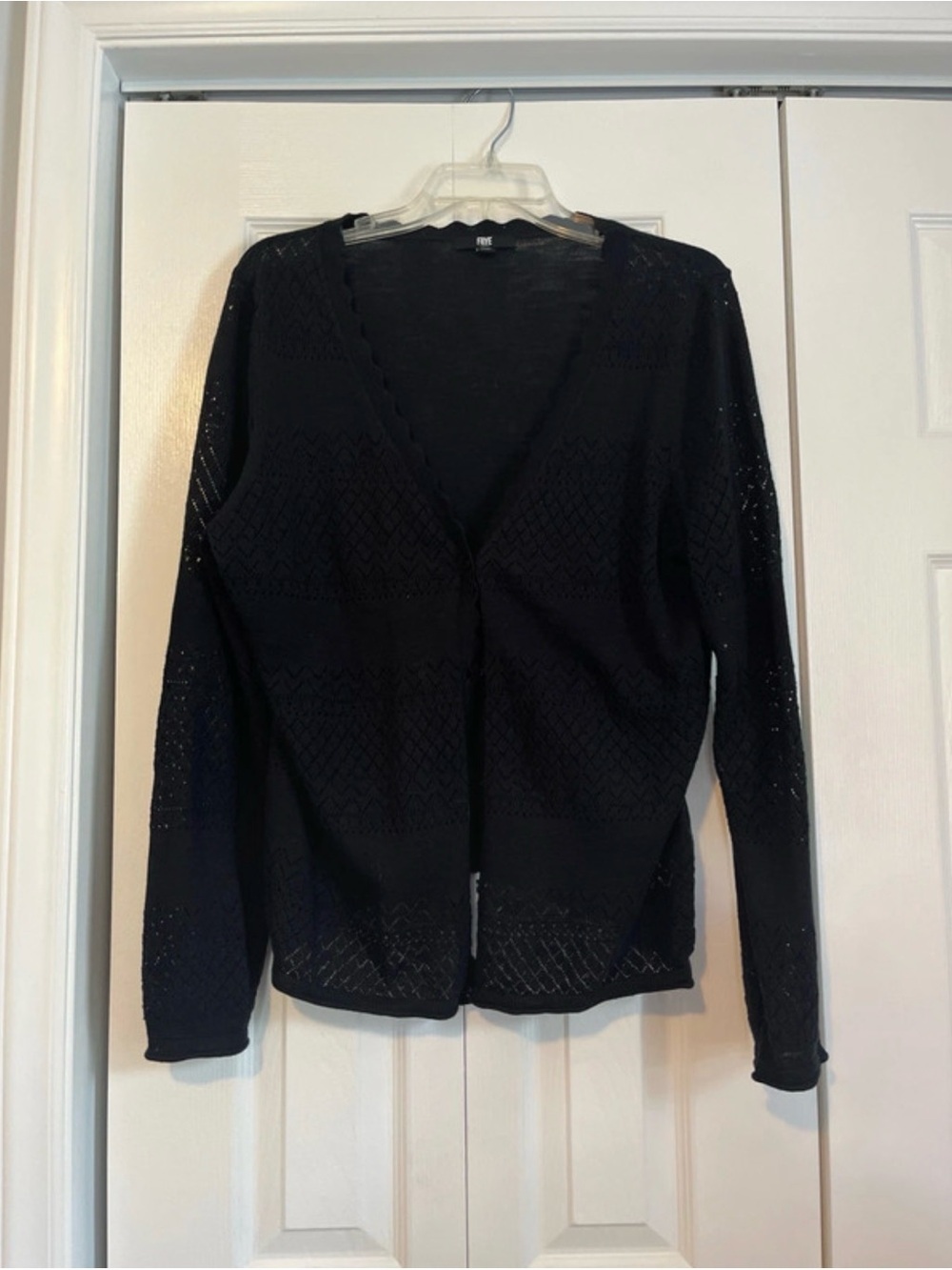Frye Black Openwork Knit Cardigan